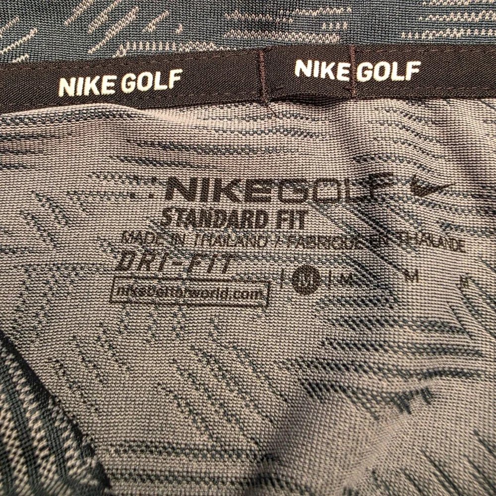 Nike Golf Dri-FIT Standard Fit Polo Shirt Men's Medium Gray Geometric Pattern
